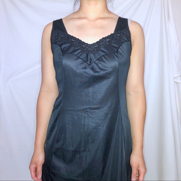 Vintage Milkmaid Black Lace Slip Dress Sz S - Picture 6 of 6